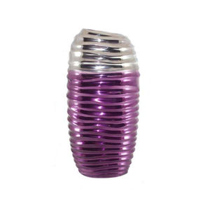 Vase à fleurs en aluminium pour décoration intérieure et extérieure, vase à fleurs en aluminium poli brillant avec bordure violette - Product Image 2