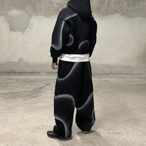 ชุดวอร์มแบบเต็มตัวสั่งทำได้ ขายส่ง เสื้อแจ็คเก็ตกันลมแบบเรียบ กันน้ำ คุณภาพสูง ชุดวอร์ม เสื้อฮู้ดครอป & กางเกงขาบาน - Product Image 2