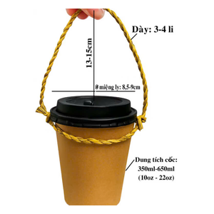 Porte-gobelet à poignée en bambou jetable, écologique, fait à la main et idéal pour le café à emporter et le thé à bulles. - Product Image 4