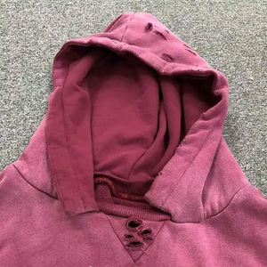 Venta al por mayor Streetwear Distress Acid Wash Hoodies para hombres Sun Faded 450 Gsm Heavy Weight Pullover Hoodie con dos bolsillos - Product Image 4