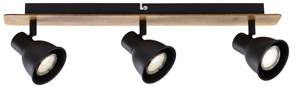 Striscia luminosa a 3 luci serie Miko, nera e legno, GU10 (Jueric 10269) - Product Image 1