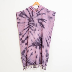 Poncho de change à capuche pour adulte Plum, violet tie-dye, 100% coton - Product Image 3