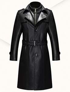 Premium Genuine Leather <b>Jackets</b> for <b>Men</b> Winter Outdoor OEM Custom Black Fashion Overcoat <b>Canvas</b> Quick Dry High Street Style - Product Image 6