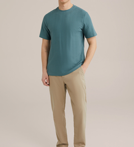 Camiseta de Verano Casual de Manga Corta, Corte Regular, 100% Algodón Premium, Tejido de Punto Texturizado, Transpirable, 200g, Lisa en la Parte Delantera - Product Image 1