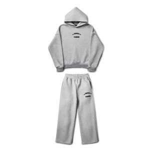 Unisex 100% Cotton French <b>Terry</b> Pullover Oversized Breathable Hoodie Set with Sweatpants <b>Bulk</b> Wholesale Plus Size Tracksuits - Product Image 4