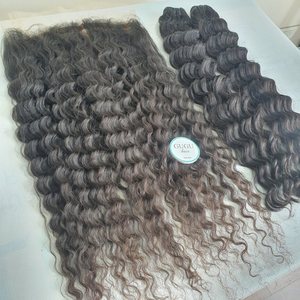 Extensiones de cabello humano vietnamita crudo recto de hueso al por mayor rizado onda profunda suelta para paquete de encaje sin enredos No - Product Image 1