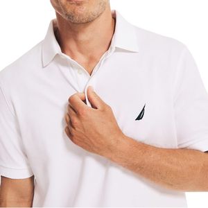 Polos blanc uni coupe ajustée Logo personnalisé Léger 100% coton respirant Demi-manches Polo pour hommes - Product Image 3
