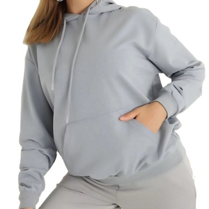 Unique Design Plus Size Autumn Hooded Pullover Oversize Plain Dyed Different Color Long-Sleeved Women's <b>Hoodie</b> - Product Image 1