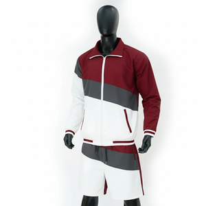 Conjunto cortavientos personalizado de talla grande para hombre, chándal impermeable de nailon con cremallera, chaqueta y conjunto corto con dos bolsillos - Product Image 1