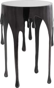 Mesa Auxiliar de Aluminio Estilo Art Deco para Bodas con Cubierta de Vidrio con Diseño de Goteo, 16" X 16" X 25", Dorada - Product Image 4