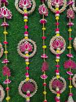 Lot de 10 Lotus Latkan Suspendus Toran Traditionnel Pooja Room Décoration de la Maison pour Diwali Mariages et Festivals
