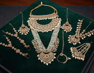 Fancy style antique designer <b>bridal</b> <b>necklace</b> <b>set</b> with beaded ethnic jewellery for party wear celebrations - Product Image 2