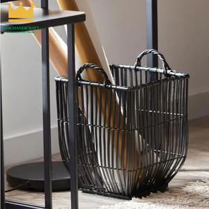 Cesta tejida de ratán negro de tendencia caliente, cesta de almacenamiento de ratán negro al por mayor con asas hechas a mano de Vietnam - Product Image 5