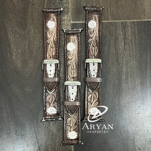 Fashion Genuine Cowhide Leather <b>Watch</b> <b>Strap</b> Top Quality Hand <b>Tooled</b> Leather Floral Design Quick Release Pin Buckle <b>Watch</b> <b>Straps</b> - Product Image 1