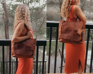 Women's Genuine Leather <b>Cross</b>-<b>Body</b> Shoulder Tote Bag Two Straps Vintage Lightweight Casual <b>Purse</b> Zipper Closure Brown Evening - Product Image 3