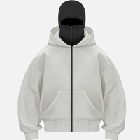 Sweat-shirt à capuche zippé brodé pour homme avec masque facial intégré, chaud et décontracté pour l'hiver, design Y2K, veste de sport