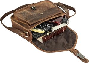 Hippe femmes mode Vintage Style cuir bandoulière sac à bandoulière fermeture éclair toile doublure voyage cartable sac à main - Product Image 6
