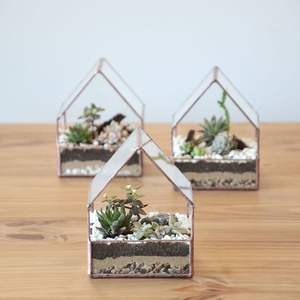 New Wholesale Decorative Mini Artificial Pyramid Shape Set of 2 Pcs <b>Geometric</b> <b>Terrarium</b> Clear Glass Black for Wedding Decoration - Product Image 4