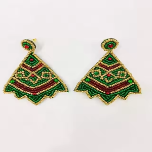 ต่างหูอินเดียปักด้วยมือสไตล์เลื่อมต่างหูลูกปัดดอกไม้คอลเลกชันสำหรับเด็กต่างหูงานฝีมือ MD - Product Image 5