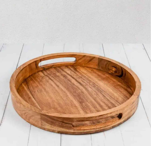 Plateau en bois écologique avec poignée pour le salon, la table à manger familiale ou le bar, idéal pour servir les boissons - Product Image 1