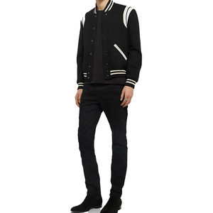 2024 veste de baseball pour hommes personnalisée bombardier d'hiver noir avec motif décoration cuir conception sur mesure - Product Image 2