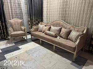 Muebles clásicos europeos modernos No 29 Juego de sala de estar con 2 sofás 4 sillas 1 Material de tela de mesa central para Hotel al por mayor - Product Image 4