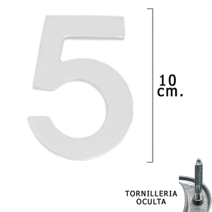 Numero in metallo "5" Argento Opaco 10 cm. Viti a scomparsa (confezione blister da 1 pezzo) - Product Image 1