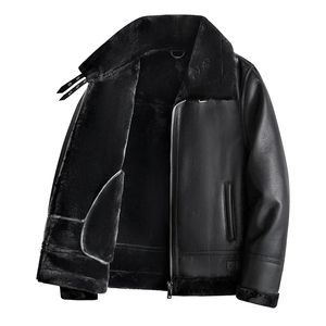 Nuevo abrigo cálido de Cachemira, chaquetas de cuero de marca, abrigo de piel de oveja cálido grueso, abrigo de cuero de lana de cordero de piel de lujo para hombres - Product Image 2