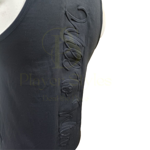 Débardeurs décontractés pour hommes de haute qualité poids lourd 3D gaufré respirant noir personnalisable vente en gros de styles de joueurs tricoté lavé - Product Image 5