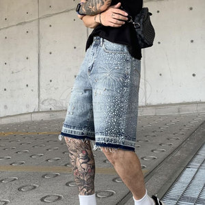 Gran oferta, pantalones cortos hechos a medida con diamantes de imitación para hombres, transpirables, MOQ bajo, pantalones cortos con diamantes de imitación para hombres para adultos - Product Image 2