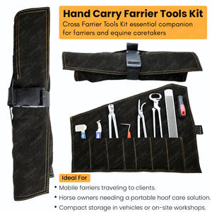 Wholesale Farrier Tool Kit with Hoof Knife, <b>Nail</b> Clincher, Shoe <b>Puller</b>, Sharp Cutter, and Double-Sided Rasp in Leather Pouch - Product Image 6