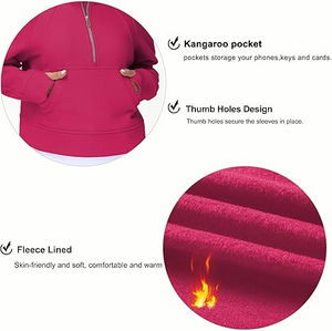 Custom color Hoodie Long Sleeve Oversized <b>Quarter</b> <b>Zip</b> Sweatshirt for <b>Women</b> Streetwear Half <b>Zip</b> Pullover Oversized sweatshirts - Product Image 2
