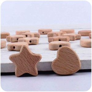 Cuentas en forma de estrella y luna de madera natural Color y tamaño personalizados Cuentas de madera Productos genuinos hechos a mano indios - Product Image 1
