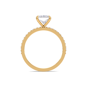 Anillo de compromiso con diamante de laboratorio de corte princesa de 1 quilate para mujer, banda pavé de oro amarillo, blanco y rosa de 18 quilates, anillo de boda nupcial - Product Image 4
