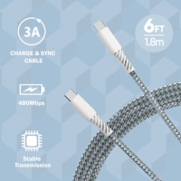 Cable de Carga Rápida y Sincronización USB-C de 60W con Carcasa de Nylon y PVC, Certificado MFI, con Diseño de Diamantes Coloridos, para Dispositivos iOS y Computadoras