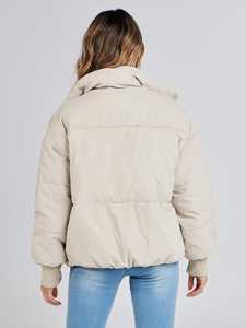 Chaqueta de Invierno Acolchada con Capucha para Mujer, Abrigo Cálido con Cierre Frontal, Estilo Informal, Grueso, Acolchado, para Clima Frío, Uso Diario, Algodón - Product Image 3