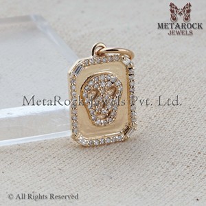 Colgante de diamante pavé, joyería de calavera de oro amarillo de 14k, colgante de oro cortado de Banguette, venta al por mayor - Product Image 6