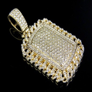 Trendy Shiny Fancy Fashion Fully Iced Out Cuban Design Jewelry In 925 Silver With Moissanite Diamond Pendant - Product Image 1