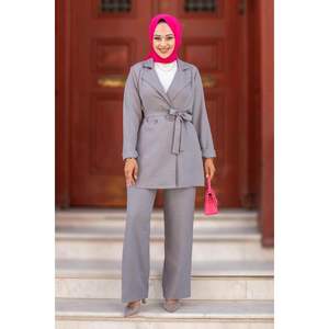 Blazer Jacket Hijab Traje de 2 piezas Gris - Product Image 1