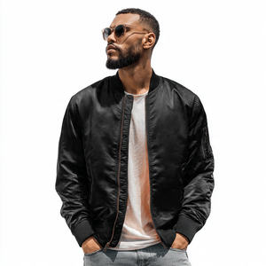 Blouson Bomber d'Hiver pour Hommes en Satin, Veste Varsity en Satin, Vêtements d'Extérieur pour Hommes, Blousons Bomber en Satin d'Hiver pour Hommes - Product Image 3