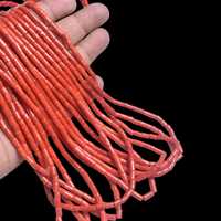 Perles de tuyau de tube de corail italien rouge naturel brin de pierres précieuses lisses pour la fabrication de bijoux prix d'usine de gros prêt à expédier