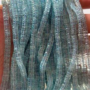 Perles de pneu à facettes en aigue-marine naturelle 4mm à 8mm | Aigue-marine bleue de qualité AAA + pour la fabrication de bijoux - Product Image 1