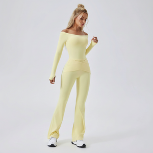 Conjunto de Yoga Deportivo de Manga Larga con Hombros Descubiertos, Transpirable, de Secado Rápido, con Logotipo Frontal, para Correr y Hacer Ejercicio - Product Image 2