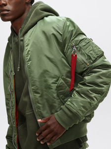 Veste bomber d'hiver pour homme en gros, nouveau design, col rabattu en laine, fermeture éclair, tissu en toile, style décontracté, réversible devant - Product Image 2
