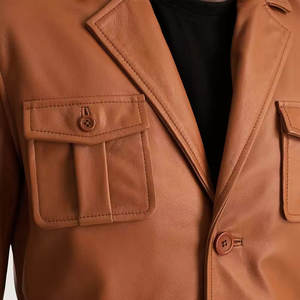 Manteau long en cuir pour hommes de la meilleure conception, facile à porter, fermeture à double boutonnage, de haute qualité, fabriqué en usine au Pakistan - Product Image 6