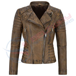 Mode dame lavé professionnel fabriqué en usine 2024 vestes vertes en cuir de haute qualité pour dames nouveau Style femmes hiver - Product Image 3