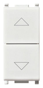 Interruptor Modular Vimar 10A de Doble Botón Pulsador Entrelazado Blanco 1P NO+NO IP20 250V para Persianas Enrollables y Estores Motorizados - Product Image 1