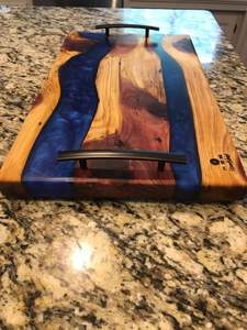 MUTE SQUARE <b>WOOD</b> EPOXY RESIN <b>TRAY</b> Fabulous Decorative Design for <b>Serving</b> Food in Kitchen Restaurants Home Use - Product Image 5