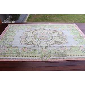 Grand tapis turc 5,9x9,2 pieds, tapis oriental vintage en laine verte - Product Image 3