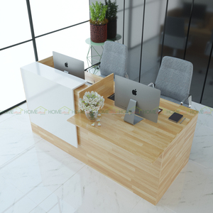 BLT68001 - Mostrador de Recepción Pequeño, Minimalista y Duradero, de Madera Natural con Luz LED, 200x90x105cm, para Clínicas y Hoteles - Product Image 5